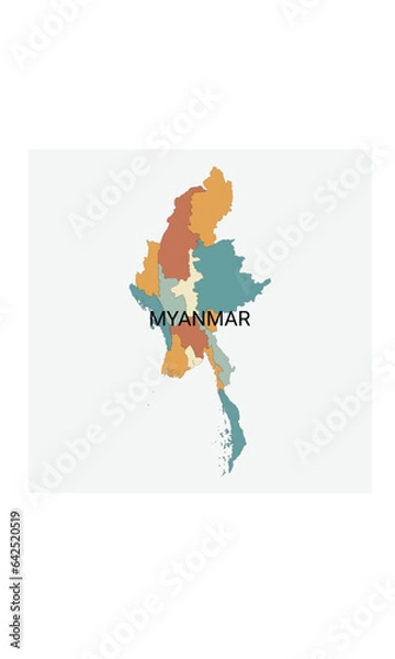 Fototapeta Myanmar vector map with administrative divisions