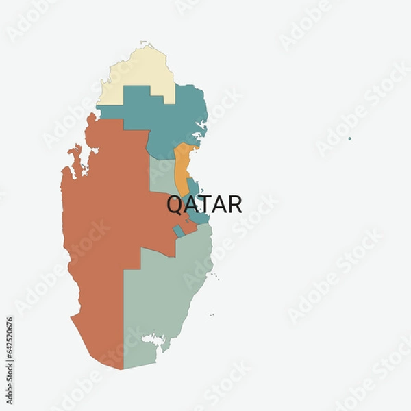 Fototapeta Qatar vector map with administrative divisions
