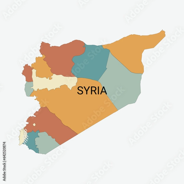 Fototapeta Syria vector map with administrative divisions