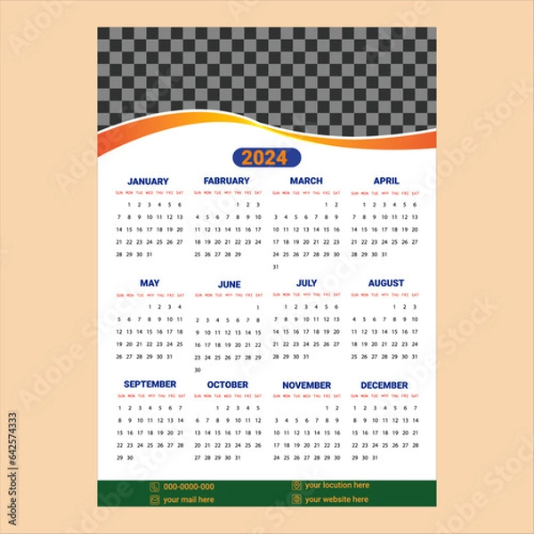 Obraz Calendar Planner 2024 Vector Template. 