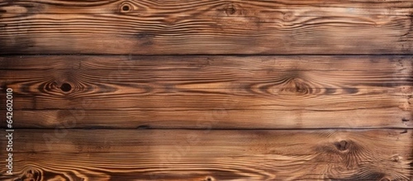 Fototapeta Natural brown wooden background for design Vintage painted texture Overhead view with space for text