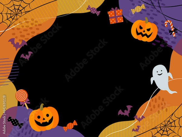 Fototapeta ハロウィンバナー_背景フレーム_ベクターイラスト