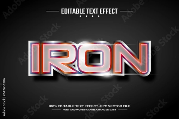 Fototapeta Iron 3D editable text effect template