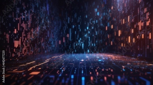 Fototapeta Abstract Digital Background with Binary Code and AI Algorithms