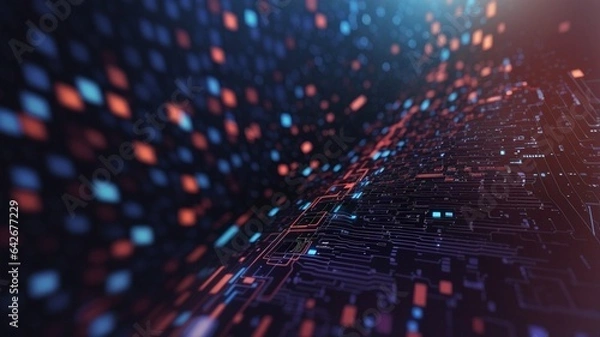 Fototapeta Abstract Digital Background with Binary Code and AI Algorithms