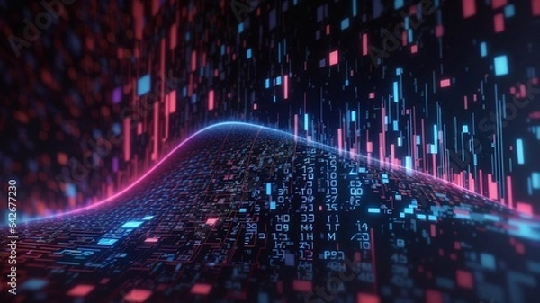 Fototapeta Abstract Digital Background with Binary Code and AI Algorithms