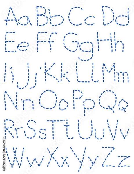 Obraz stitched blue alphabet