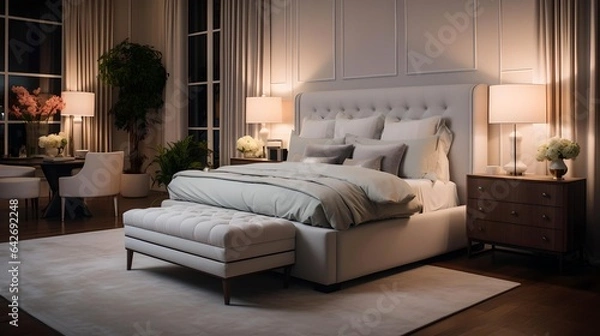 Fototapeta Serenity and Style: A Tranquil Bedroom Haven