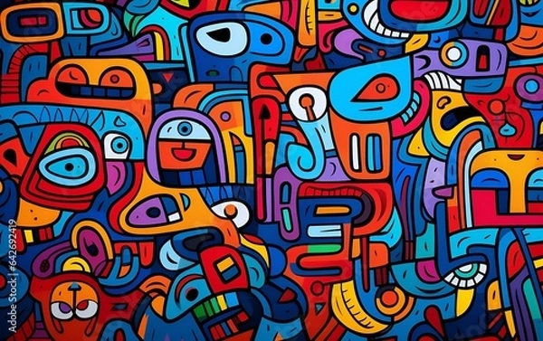 Fototapeta Animated and colorful doodle pattern background
