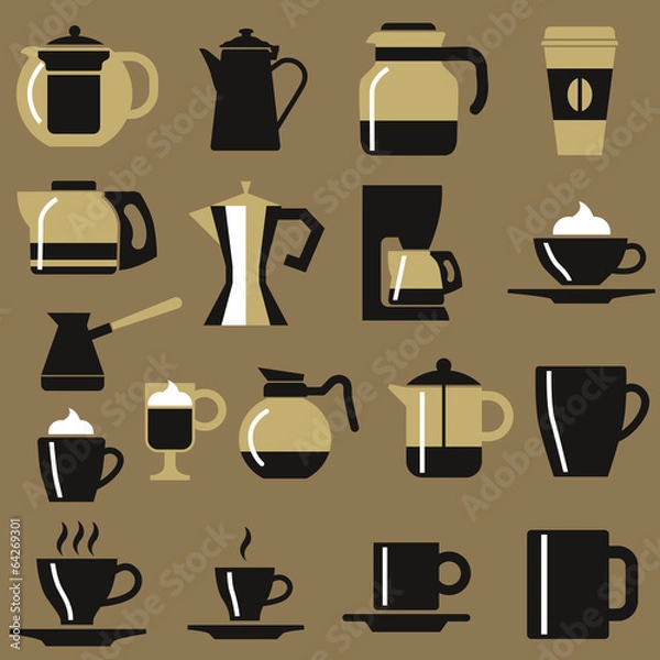 Obraz Coffee flat icons