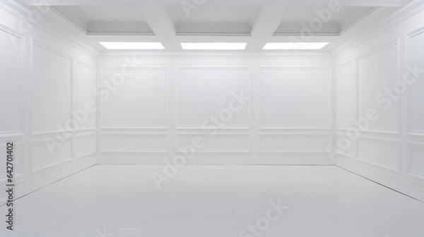Fototapeta Front View Wide Shot of a Spacious Rectangular Room A Grand and Inviting Space with Endless Design Possibilities
