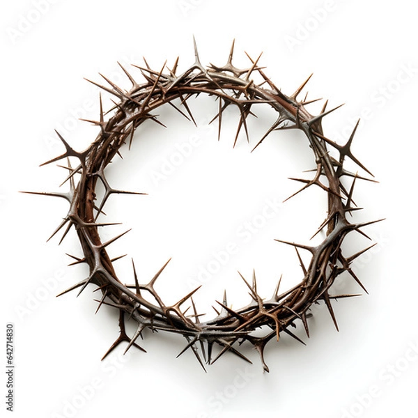Fototapeta Jesus Christ's crown of thorns. A Christian Easter concept depicting the crown Jesus wore during his crucifixion, isolated with a white background. Generative ai. 