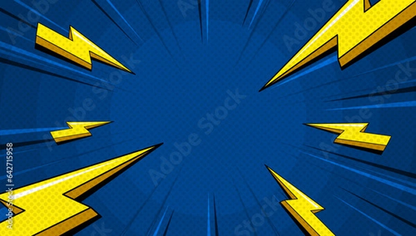 Fototapeta abstract comic background with zoom line and lightning vector