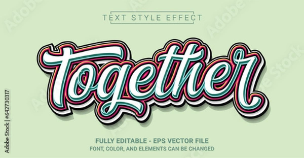 Fototapeta Together Text Style Effect. Editable Graphic Text Template.