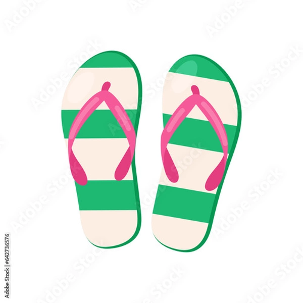 Fototapeta Vector flip flops shoes slates in cartoon style vector illustration isolated