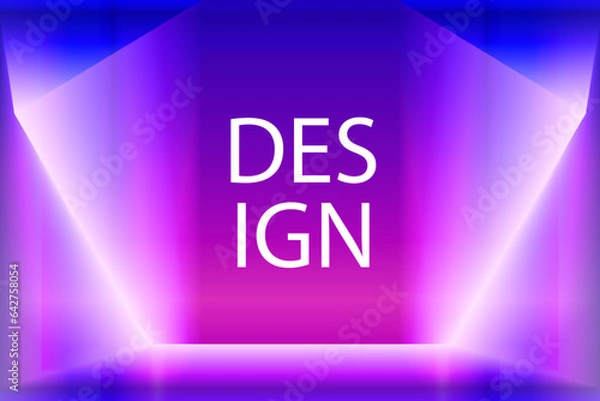 Fototapeta Abstract dark blue pedestal podium with laser line on side. abstract room concept with glowing neon curve lighting line. Vector 3d background, Mockup product display. Futuristic minimal wall scene