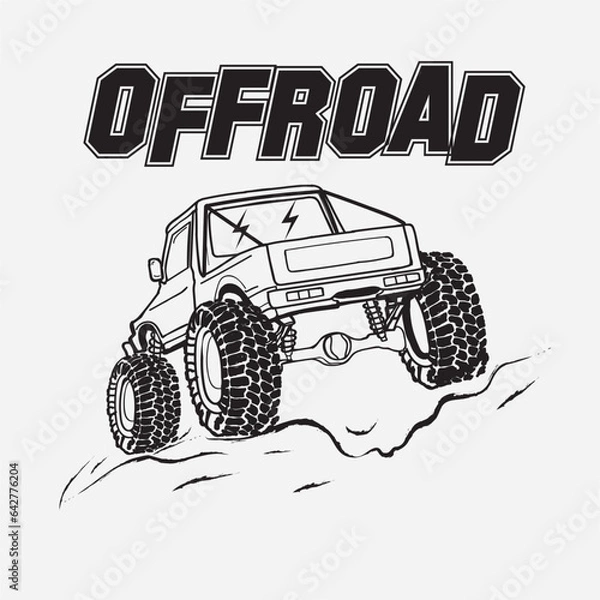 Obraz back Off road car logo template
