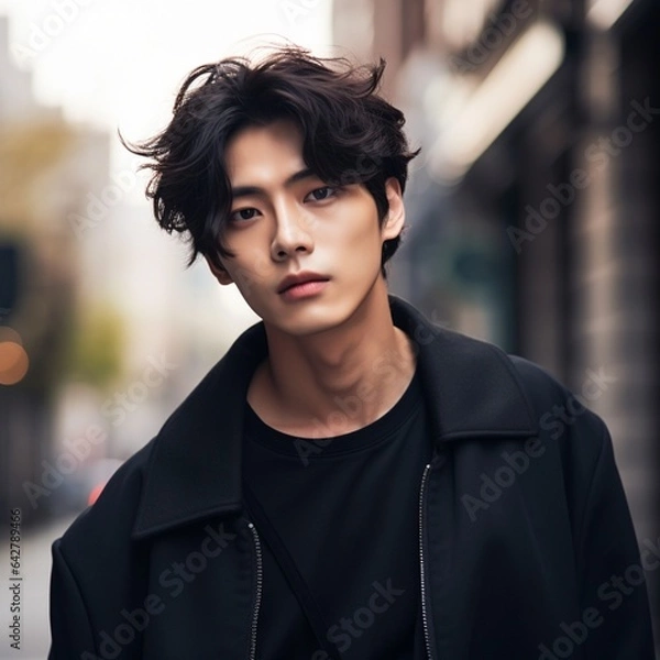 Fototapeta Oriental appearance image, cosmetics commercial image, K-pop artist, beautiful appearance, Korean, young person, Asian model, generative ai
