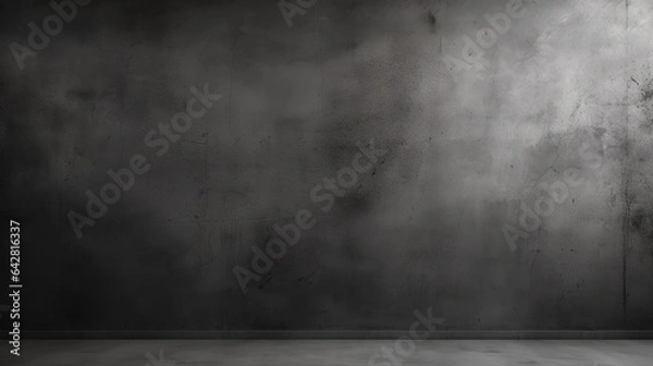 Fototapeta Grungy, textured concrete walls and floor create a bare industrial interior space
