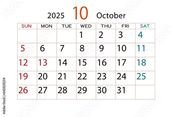 Obraz 2025年カレンダー10月