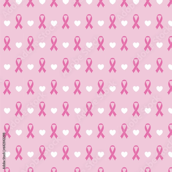 Fototapeta World breast cancer awareness month pattern background design Ribbon pattern seamless