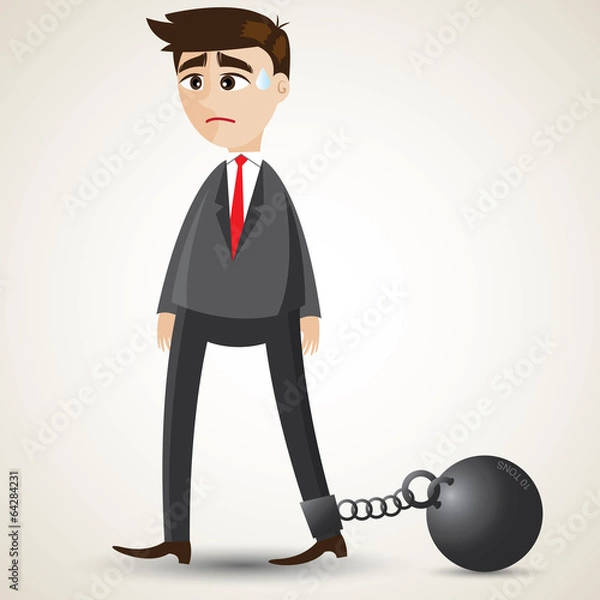 Obraz cartoon businessman with imprisonment