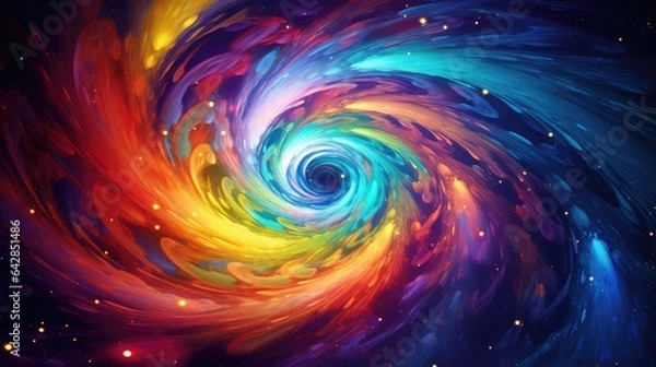 Fototapeta colorful cosmic galaxy background illustration. Generative AI