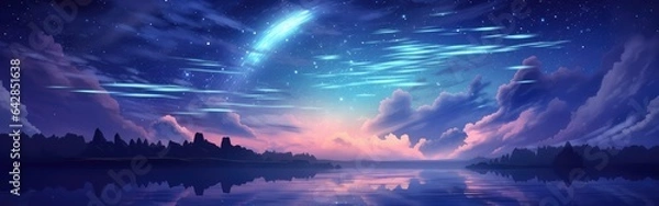 Fototapeta fantasy night sky illustration. Generative AI