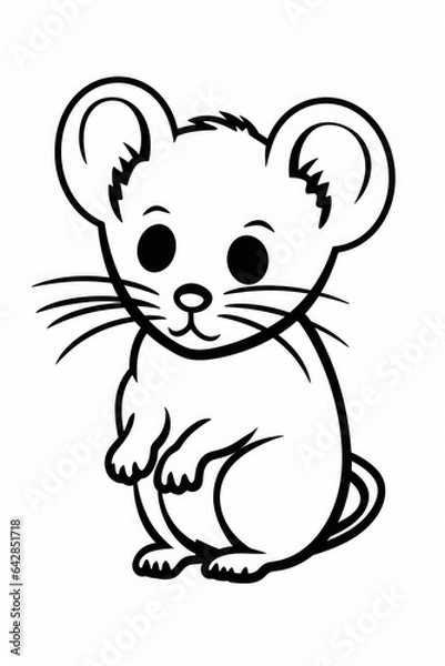 Fototapeta mouse coloring page illustration for kids. Generative AI