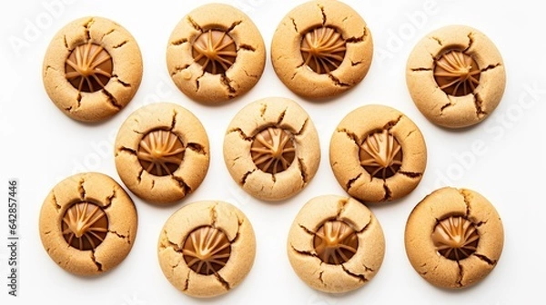 Fototapeta Peanut Butter Blossoms Cookies isolated on white background
