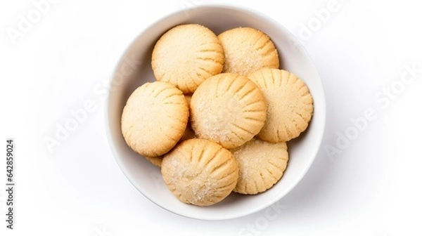 Fototapeta Sugar Cookies in a bowl isolated on white background top view