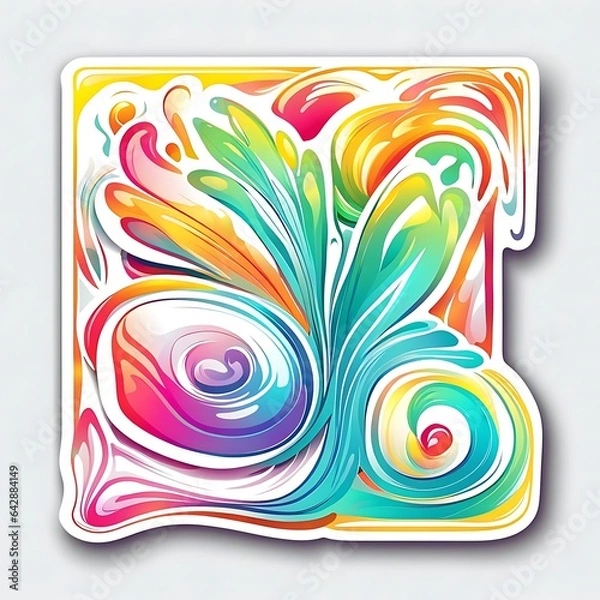 Fototapeta beautiful and colorful abstract sticker isolated on white, Generative AI