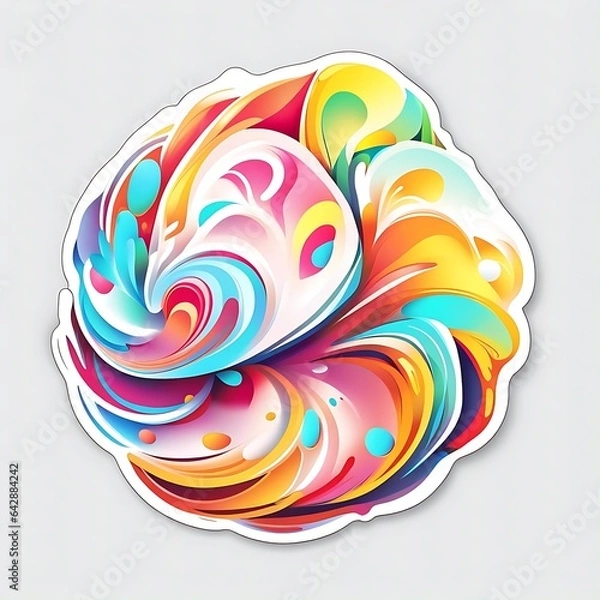 Fototapeta beautiful abstract colorful sticker isolated on white background, Generative AI