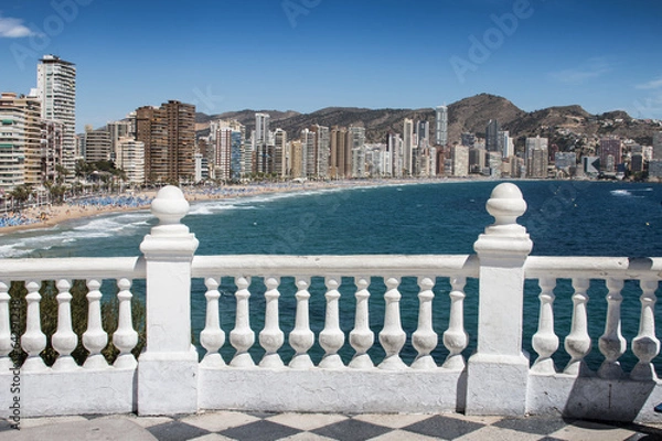 Fototapeta Balcony with view of Benidorm Levante Beach from Mediterranean C