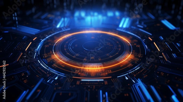 Obraz Abstract technology background with a circle electronic component and space for text