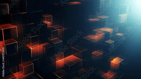Obraz Abstract technology background with red and black cubes
