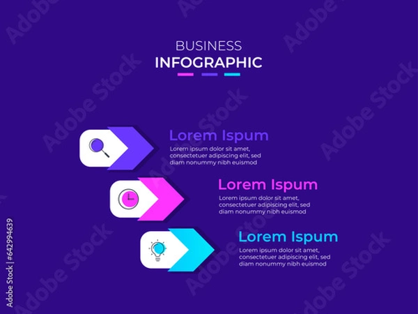 Obraz Three steps business infographics template vector.