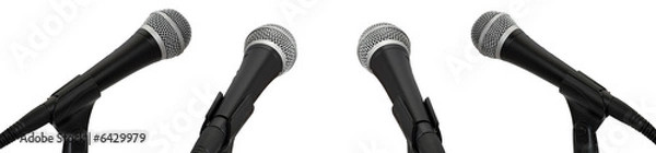 Obraz Press conference. Microphones isolated on white background