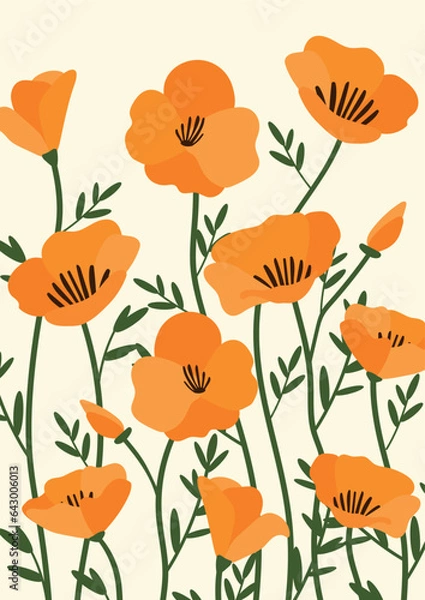 Obraz California poppy background.Eps 10 vector.