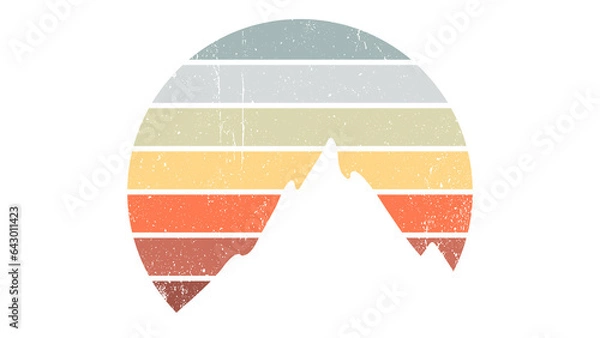 Fototapeta Sun 80s in retro style. Retro sunset collection. Retrowave striped circles with forest and trees