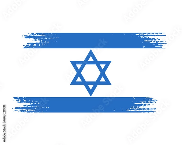 Fototapeta brush flag israel transparent background, israel brush watercolour flag design template element PNG file israel flag
