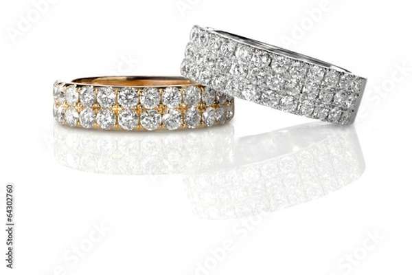 Obraz Cluster stack of diamond wedding engagment rings