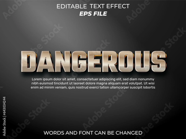 Fototapeta dangerous editable text effect 3d font style use for logo and business brand. vector template
