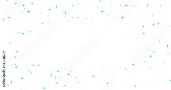 Obraz 外側にある緑色の星のキラキラパーティクル素材(背景透過)アルファチャンネル付png	