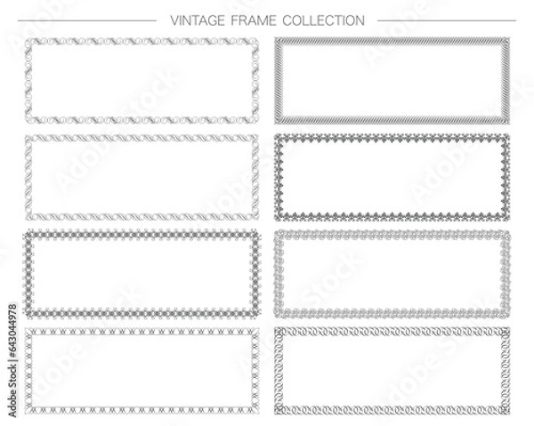 Obraz Rectangular Decorative Vintage Frame Set Isolated On A White Background. Vector Illustration. 