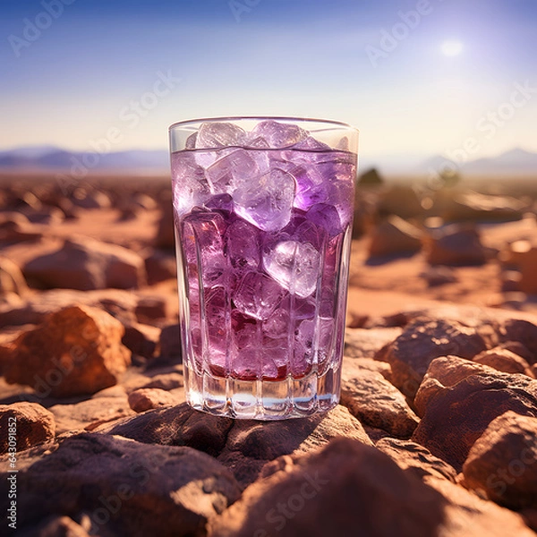 Fototapeta A cold, refreshing drink is presented in a beautiful and elegant glass generating by AI