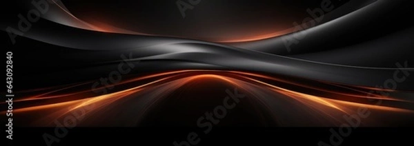 Obraz Minimalistic black dynamic background with diagonal lines, abstract dark geometric shape from paper with soft shadows background, top view, flat lay