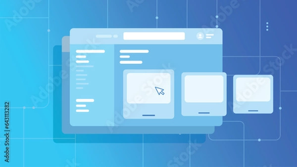 Obraz Vector computer window and tab, technology concept background, flat design