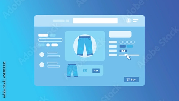 Obraz Vector computer window buying and selling website, technology concept background, flat design