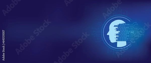 Fototapeta Artificial Inteligence technology banner AI banner Human brain AI Motherboard Tech futuristic banner